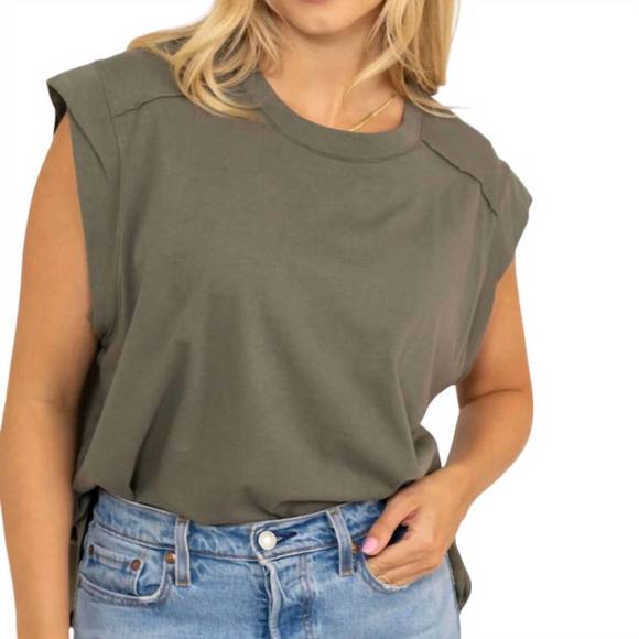 NEW KARLIE scoop muscle tank in olive - Picture 2 of 4